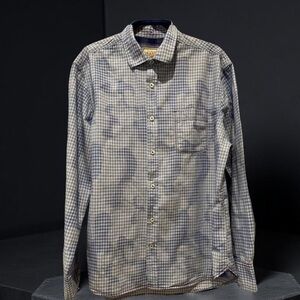 VINTAGE ITALIA  MARK RESERVED STACK MENS XL SHIRT BLUE CHECKED RED TRIM